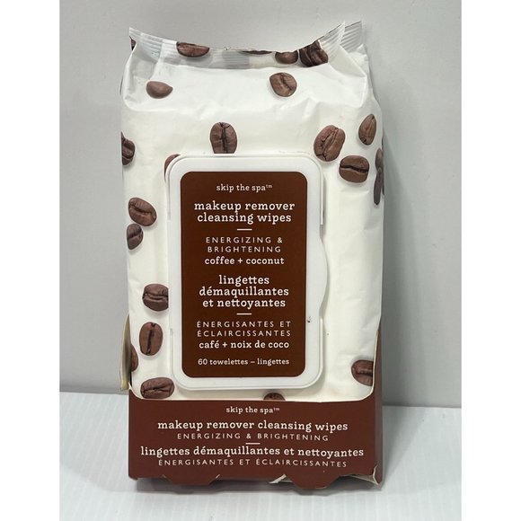 Skip The Spa - Makeup Remover Cleansing Wipes - Coffee - Coconut - 60 Towelettes - Picture 1 of 3
